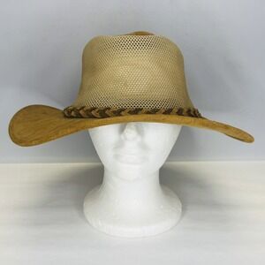 Henschel Hat Co Cowhide Suede Explorer Mesh Crown Made in USA Braided Brown XL